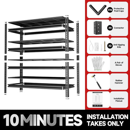 4-Tier 40" W X 20" D X 60" H Storage Shelves 2500LBS Garage Shelving Metal - Image 7