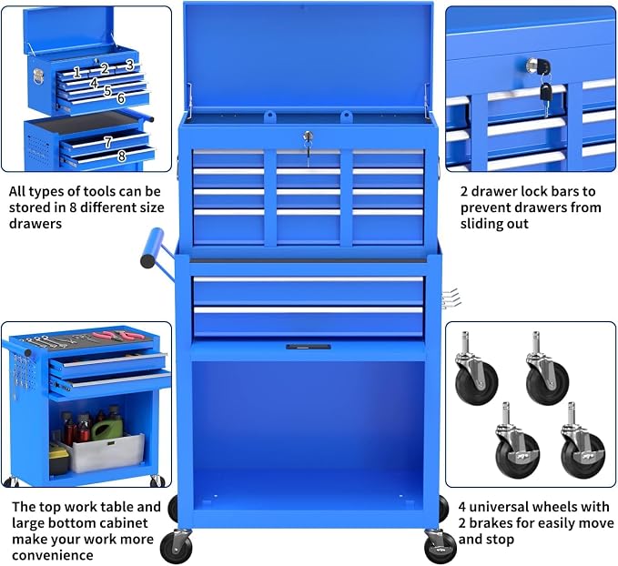 8-Drawer High Capacity Rolling Tool Box - Image 5