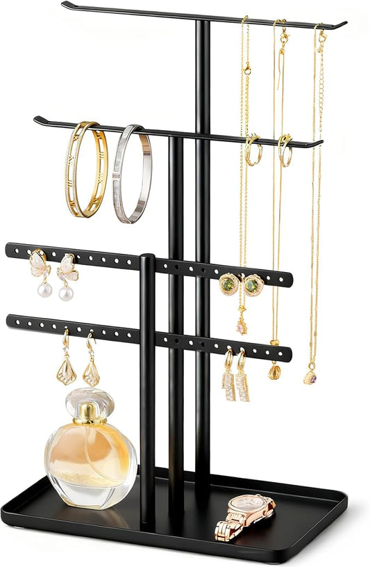 pickpiff Jewelry Stand Organizer, 12.5" Tall Sturdy Metal, 3-Tier Jewelry Holder by pickpiff