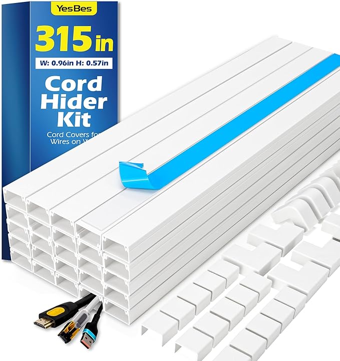 315in Cord Hider Kit, Paintable Cable Raceway, Cord Covers by YesBes