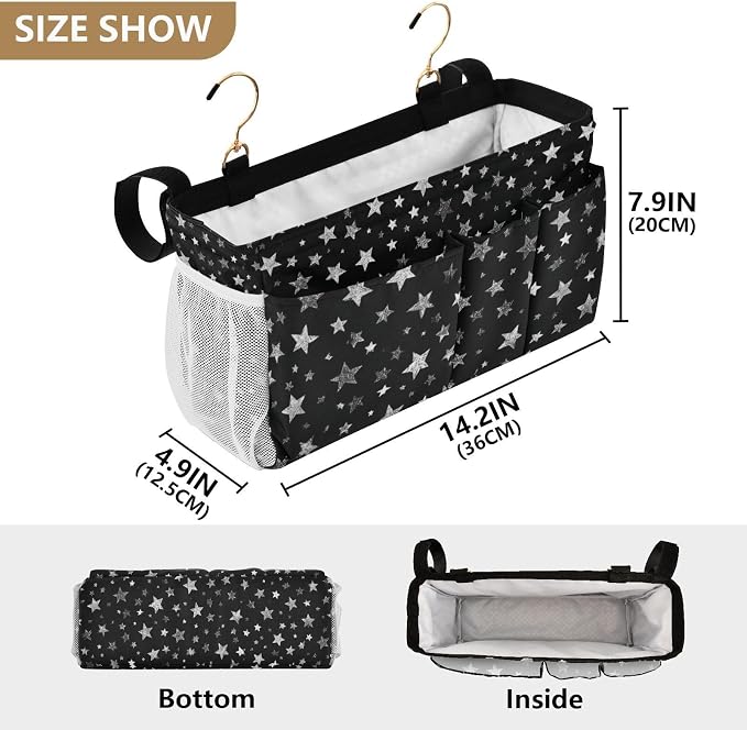 Sparkly Silver Stars Bedside Caddy - Image 4