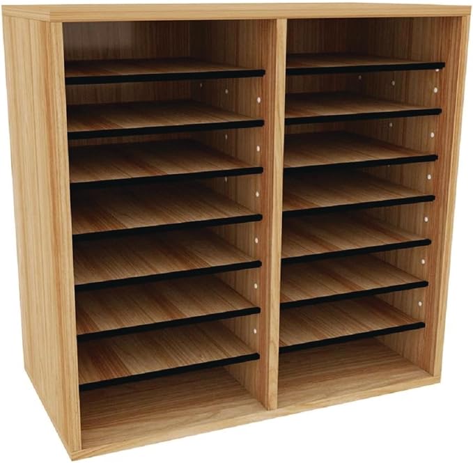 AdirOffice Wooden Adjustable Literature Organizer, 16 Compartment Office Mailbox by AdirOffice