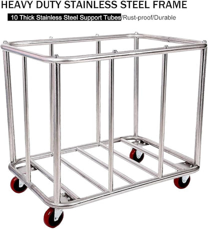 12 Bushels Laundry Cart for Commercial/Home, Heavy Duty Large Stainless Steel - Image 5