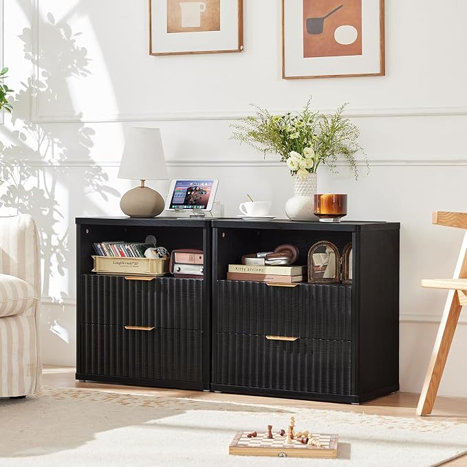 LEYAOYAO Fluted Farmhouse Nightstand Set of 2 - Image 4