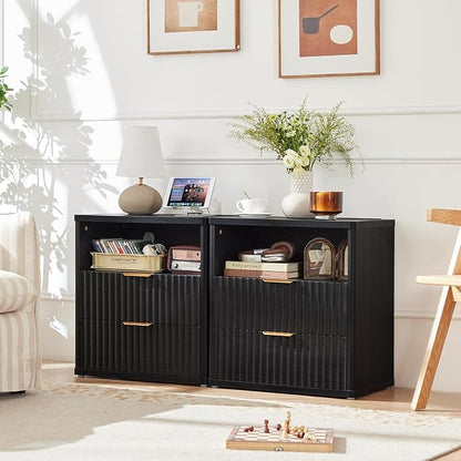 LEYAOYAO Fluted Farmhouse Nightstand Set of 2 - Image 4