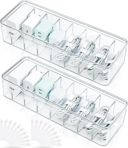 2 Pack Cable Organizer Box, Plastic Cord Storage Box by Unknown
