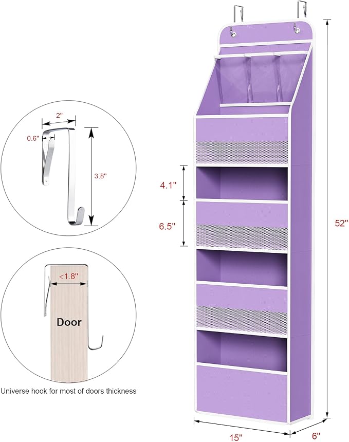 Univivi 5-Shelf Fabric Door Storage Over Door Hanging Organizer - Image 3