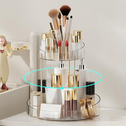 2 tier Makeup Organizer Countertop, 360 Rotating Makeup Organizer - Image 4