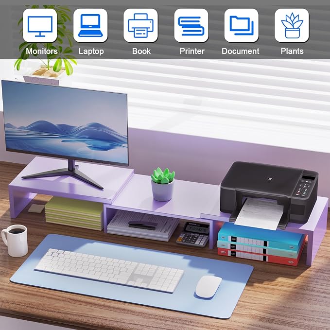 Dual Monitor Stand for Desk, Metal Monitor Riser - Image 3