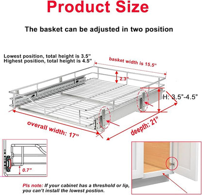 DINDON Pull Out Cabinet Organizer, Heavy-Duty Metal Sliding Drawer Shelf - Image 2
