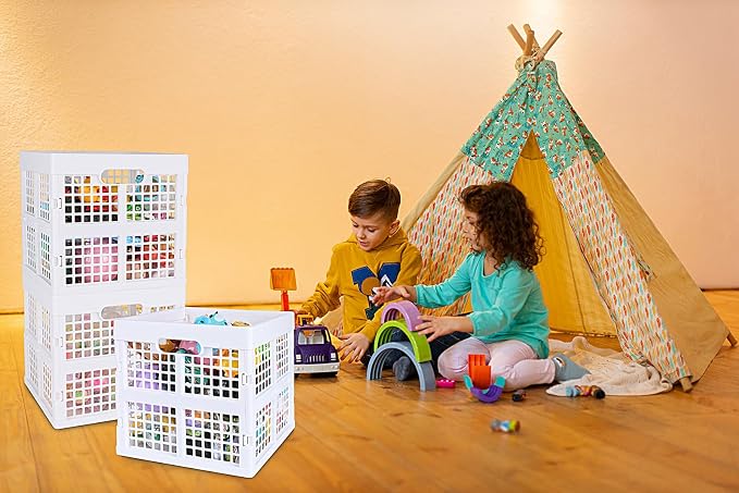 3-Pack Collapsible Plastic Storage Crates, Foldable Crates - Image 7