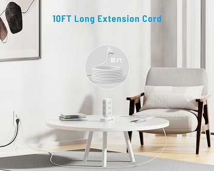 65W Fast Charging Station, Flat Plug Power Strip Tower - Image 5