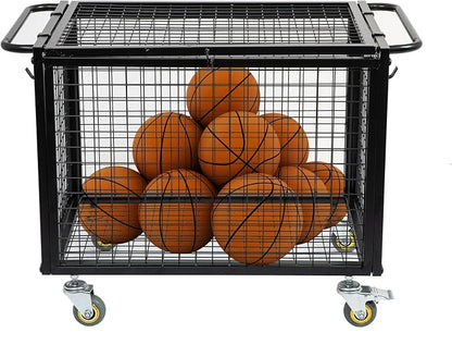 Metal Basketball Rolling Cart Sports Equipment Storage Wheel Basket Matte Black - Image 5