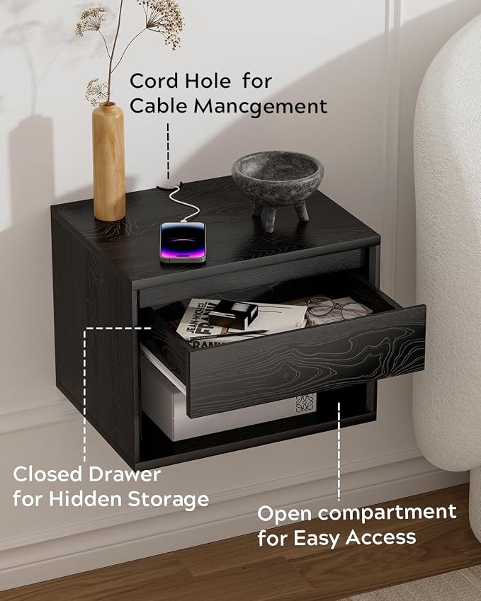 Floating Nightstand, Wall Mounted Bedside Table - Image 4