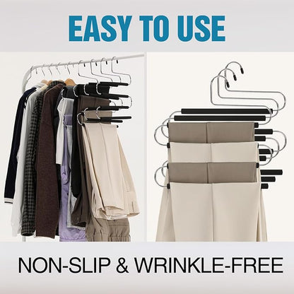 Multiple Space Saving Non Slip Foam Padded Pants Hangers 4 Tier Steel Open - Image 5
