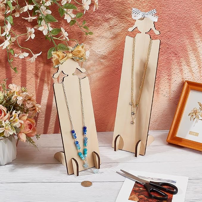 PH PandaHall 2pcs Wood Hair Clip Display Stand 2 Sizes Hairband Holder Racks - Image 4
