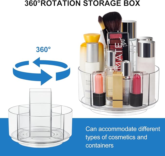 360° Rotating Makeup Organizer Clear Turntable Lazy Susan Organizer - Image 2