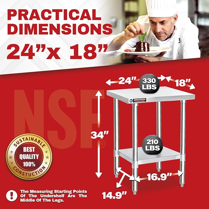 DuraSteel 24x18 Small Stainless Steel Table - Image 6