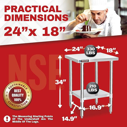 DuraSteel 24x18 Small Stainless Steel Table - Image 6