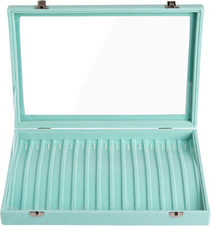 Frebeauty 15 Hooks Necklace Tray Velvet Neckalce Organizer - Image 4