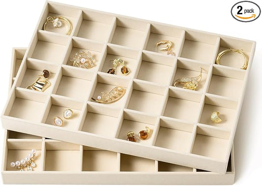 pickpiff Drawer Jewelry Organizer & Display Trays: 2pcs 24grid Velvet Stackable by pickpiff
