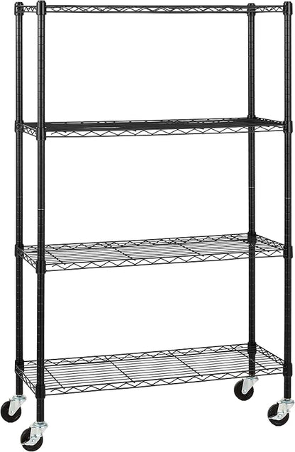 Amazon Basics 4-Shelf Adjustable, Heavy Duty Storage Shelving Unit on 3'' Wheel by AmazonBasics