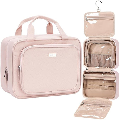 NISHEL Travel Toiletry Bag for Women, Makeup Essentials Organizer, Hanging Case by NISHEL