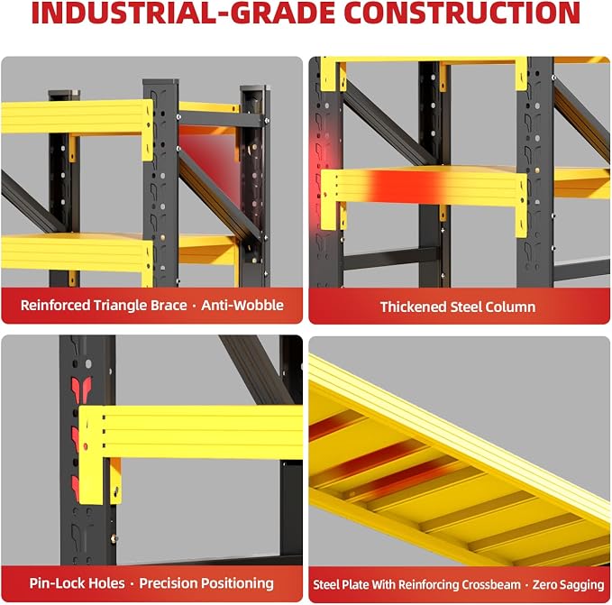 32" W Garage Shelving, 4-Tier Heavy Duty Storage Shelves Unit - Image 7