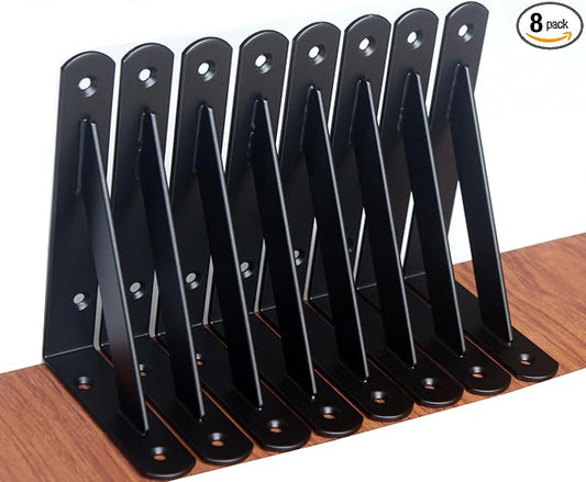 8 Pack L6 x H 4" Black Heavy Duty Shelf Brackets by MHMYDZ