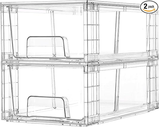 Vtopmart 2 Pack Stackable Storage Drawers, Easily Assemble Containers by Vtopmart