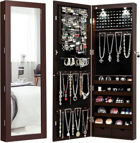 Giantex Jewelry Armoire Wall Door Mounted, Lockable Jewelry Cabinet by Giantex