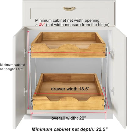 DINDON 2 Tier Pull Out Cabinet Organizer Wood And Metal Double Tier Slide Out - Image 3