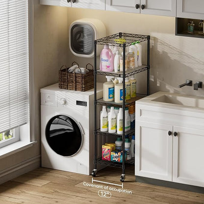 SINGAYE 5 Shelves Storage Shelf Wire Closet Bathroom Organizers Metal Pantry - Image 5