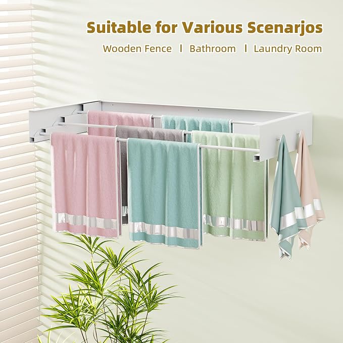 Wall Mounted Drying Rack for Laundry 19.8'', Folding Drying Rack Clothing Wall - Image 5