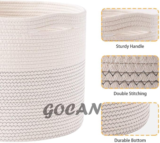 Extra Large Laundry Basket 22" X 22"X 14" XXXL Cotton Rope Woven Basket - Image 7
