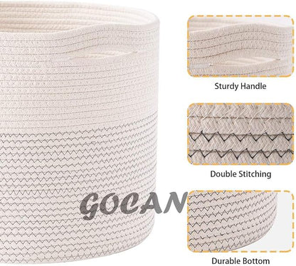 Extra Large Laundry Basket 22" X 22"X 14" XXXL Cotton Rope Woven Basket - Image 7