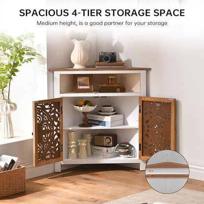 Boho Corner Cabinet, Narrow Organizer - Image 4