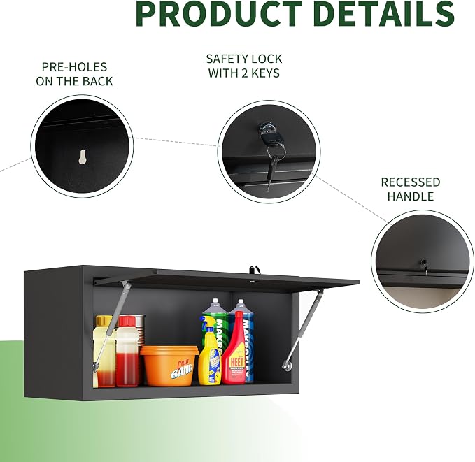 Metal Tool Cabinet, Garage Storage Cabinet System, Wall Cabinet & Locking - Image 4