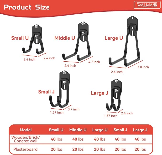 WALMANN 12 PCS Garage Storage Hooks, Wall Mount Utility Hooks - Image 6