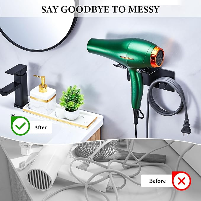 Hair Dryer Holder Wall Mounted, Blow Dryer Holder, Adhesive Hairdryer Holder - Image 8