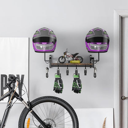 OYEAL Motorcycle Helmet Holder Wall Mount, Rustic Helmet Display Rack - Image 4