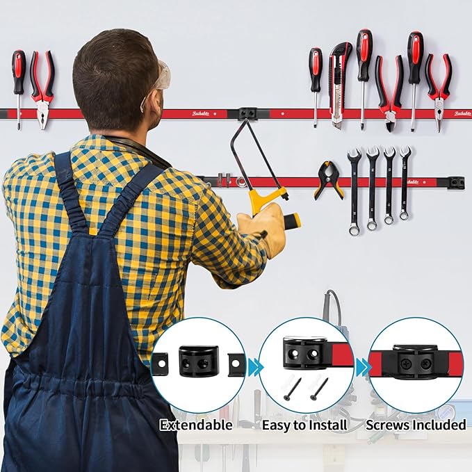 12" 18" 24" Magnetic Tool Holder Strip, Metal Tool Organizer Rack - Image 3
