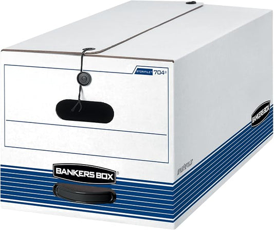 Bankers Box 12-Pack Medium-Duty String & Button File Storage Box, FastFold by BankersBox