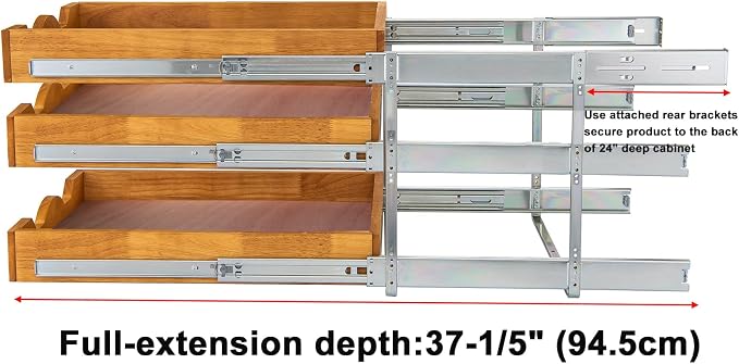 DINDON 3 Tier Pull Out Cabinet Organizer 17”W X21”D Slide Out Shelves - Image 7