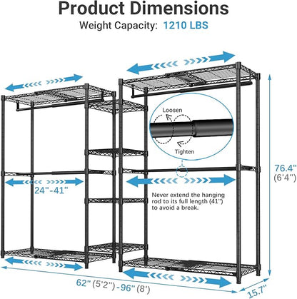 VIPEK X3 Expandable Heavy Duty Clothes Rack Adjustable from 5'2" to 8' - Image 6