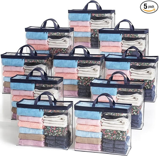 10 Pack Clear Storage Bags for Clothes, 22L Blanket Storage Bags, Under Bed by Hopack