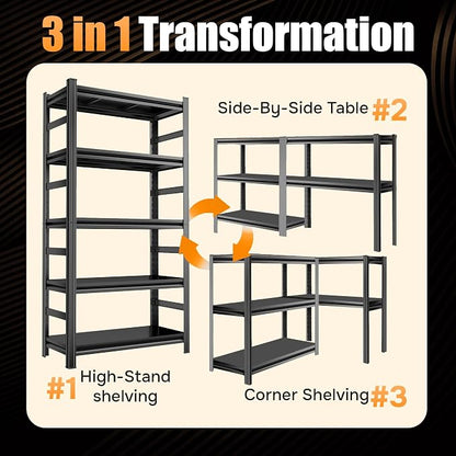 71''H Garage Shelving Heavy Duty 5-Tier Adjustable Storage Shelves Unit - Image 7