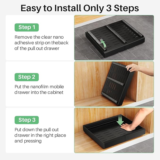 2 Pack Pull out Cabinet Organizer, Expandable Heavy Duty Slide out Drawer Fixed - Image 7