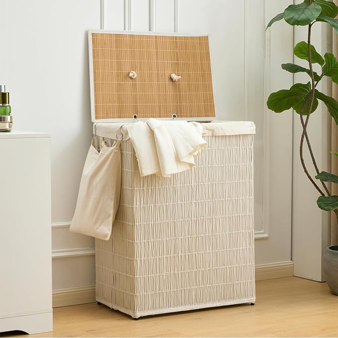 Laundry Hamper with Lid, 52.8 Gallon Large Laundry Basket 2 Removable Liner Bags - Image 3
