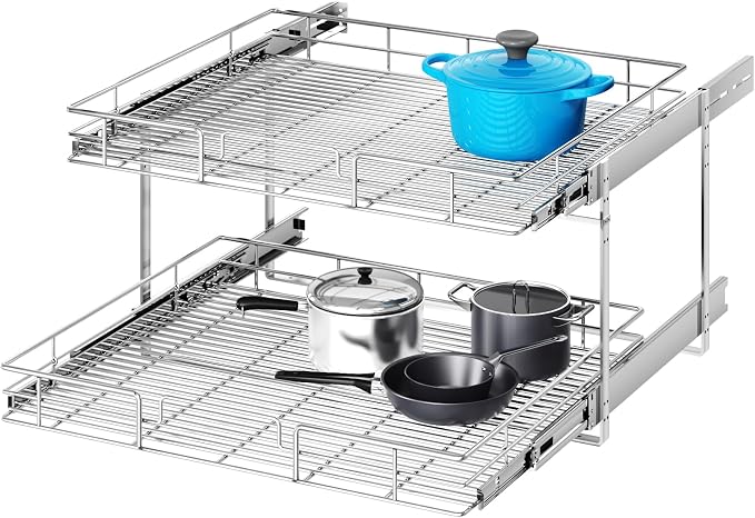 2 Tier Individual Pull Out Cabinet Organizer 28½" W x 21½" D, Heavy Duty by Unknown